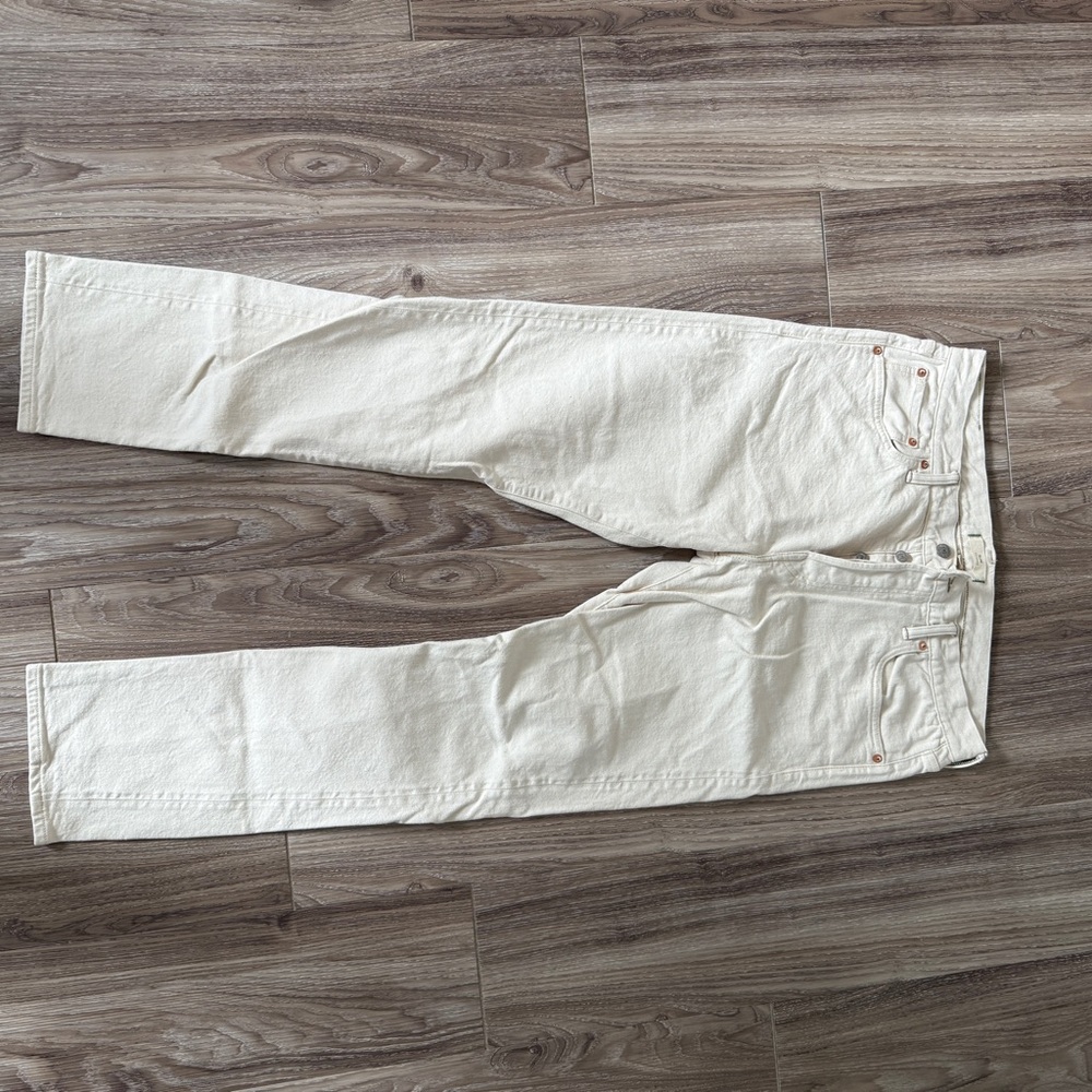 Cream Straight-Leg Jeans by AE